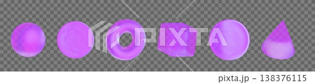 3D Set liquid holographic abstrac shape in different forms Circle, square, sphere, torus, triangle 138376115