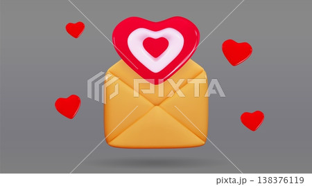 3d Love message envelope Romantic mail Valentine Day messenger symbol Vector realistic illustration of letters open with heart shape signs 3d Love message envelope Romantic mail Valentine Day messenger symbol Vector realistic illustration of letters open with heart shape signs 138376119