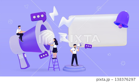 Professional speaker with megaphone Human resources or employer looking for candidate for job vacancy concept, business people 138376297