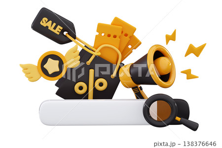 3d Black Friday Search Bar Minimal three-dimensional 3D rendering illustration 3d Black Friday Search Bar Minimal three-dimensional 3D rendering illustration 138376646