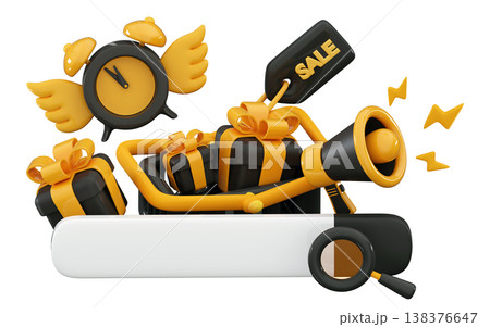3d Black Friday Search Bar Minimal three-dimensional 3D rendering illustration 3d Black Friday Search Bar Minimal three-dimensional 3D rendering illustration 138376647