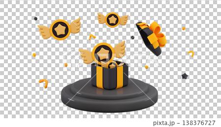 3D Black Friday Gift on podium Minimal three-dimensional 3D render illustration 3D Black Friday Gift on podium Minimal three-dimensional 3D render illustration 138376727
