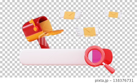 3d Mailbox with flying envelopes with wings Minimal three-dimensional 3D render illustration 3d Mailbox with flying envelopes with wings Minimal three-dimensional 3D render illustration 138376731