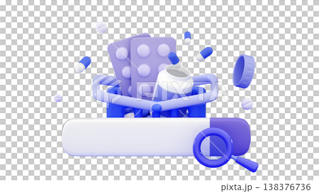 3D Medicine Research Search bar and shopping basket Minimal three-dimensional 3D render illustration 3D Medicine Research Search bar and shopping basket Minimal three-dimensional 3D render illustration 138376736