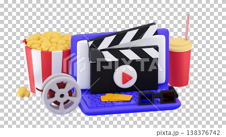 3d Online cinema movie concept Creative social media mobile modern playing video make money 138376742