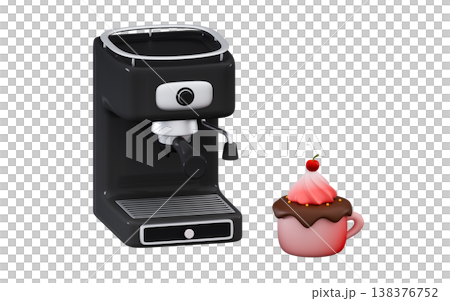 3d Coffee machine with cup Appliance making hot espresso or cappuccino concept Minimal three-dimensional 3D render illustration 3d Coffee machine with cup Appliance making hot espresso or cappuccino concept Minimal three-dimensional 3D render illustration 138376752