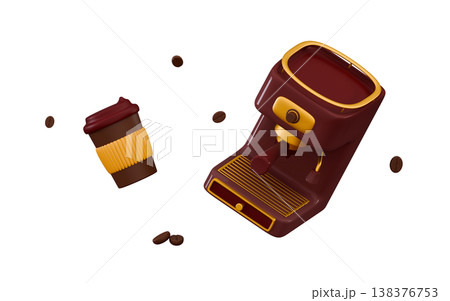 Coffee machine isolated Coffee shop and cafe icon Minimal three-dimensional 3D render illustration 138376753