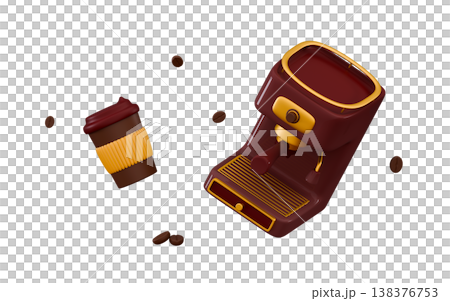 Coffee machine isolated Coffee shop and cafe icon Minimal three-dimensional 3D render illustration 138376753