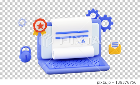 Digital smart contract Electronic signature Finance, legal corporate Minimal three-dimensional 3D render illustration Digital smart contract Electronic signature Finance, legal corporate Minimal three-dimensional 3D render illustration 138376756