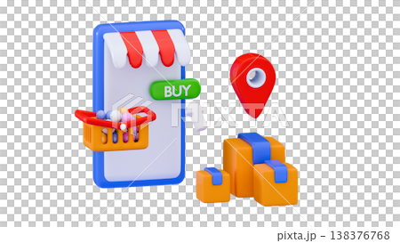 Online delivery service concept Box with house stuff for move to new home and relocation E-commerce Online delivery service concept Box with house stuff for move to new home and relocation E-commerce 138376768
