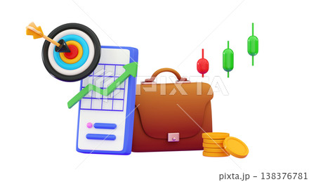 3d Money profit Investment and analysis Project manager tool, business, productivity online platform 138376781
