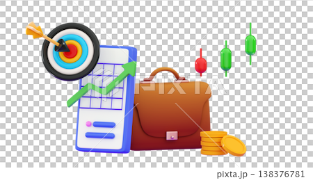 3d Money profit Investment and analysis Project manager tool, business, productivity online platform 138376781