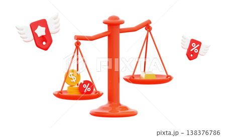 3D Scales concept Exclusive benefit Business success Financial literacy finance business investment eduacation with money 138376786