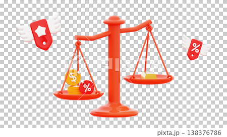 3D Scales concept Exclusive benefit Business success Financial literacy finance business investment eduacation with money 138376786