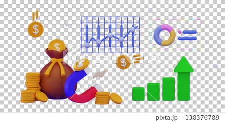 3d Money profit Invest Investment and analysis money profits Cost reduction saving money finance and business target planning 3d Money profit Invest Investment and analysis money profits Cost reduction saving money finance and business target planning 138376789