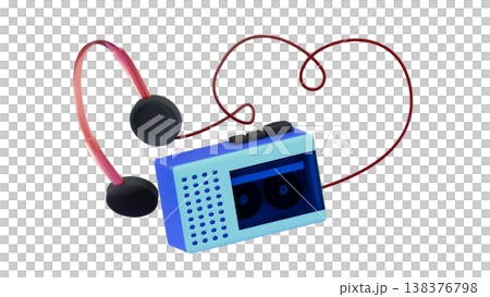 Vintage cassette player from the 1980, 1990 production Cassette recorder XXL icon Headphones and player Vintage cassette player from the 1980, 1990 production Cassette recorder XXL icon Headphones and player 138376798