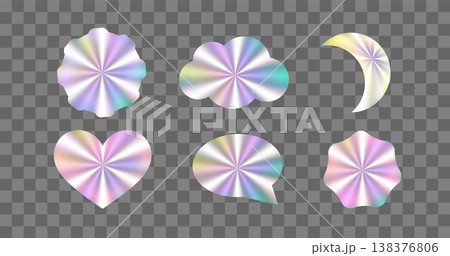Set holographic stickers Template of hologram retro pictogram Hologram labels of different shapes Holographic stamp Set holographic stickers Template of hologram retro pictogram Hologram labels of different shapes Holographic stamp 138376806