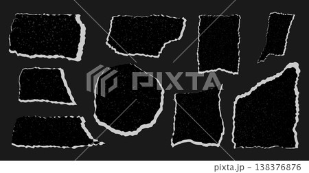 Set of torn paper pieces frames Textured grunge design element collection bundle for collage, text box, banner, sticker 138376876