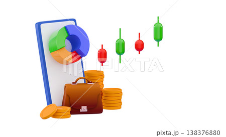 3d Briefcase investment portfolio Profit planning Smart investment Finance web design Invest trading 138376880