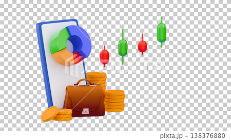 3d Briefcase investment portfolio Profit planning Smart investment Finance web design Invest trading 138376880
