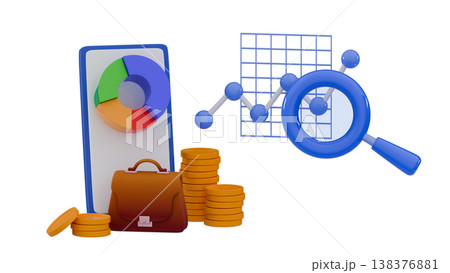 3d Briefcase investment portfolio Profit planning Smart investment Finance web design Invest trading 138376881