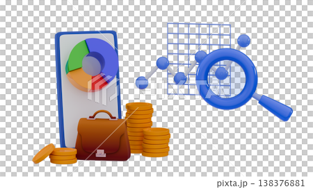 3d Briefcase investment portfolio Profit planning Smart investment Finance web design Invest trading 138376881