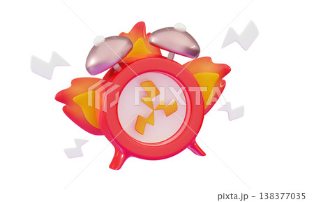 3d Last hour time Stopwatch - the time is now Flying alarm clock as metaphor for ending time 138377035