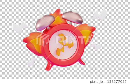 3d Last hour time Stopwatch - the time is now Flying alarm clock as metaphor for ending time 138377035