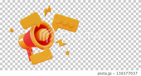3D Megaphone with push notification Professional speaker Social media account promotion 138377037