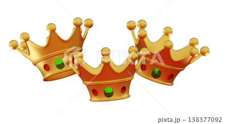 3d Three shiny crowns Epiphany and Three Kings Day hilgay calabration 138377092