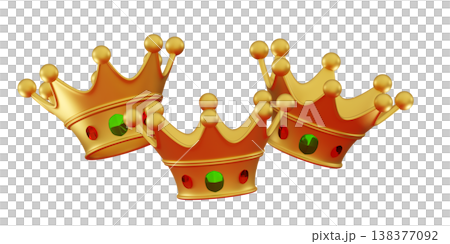 3d Three shiny crowns Epiphany and Three Kings Day hilgay calabration 138377092