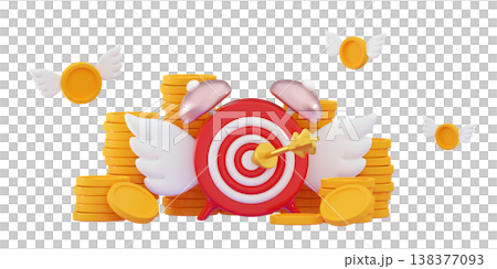 3d Target and stack coins Minimal style target investment goals Marketing time 138377093