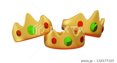 3d Three shiny crowns Epiphany and Three Kings Day hilgay calabration 138377105
