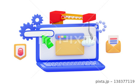 3d System update Upgrading concept Progress bar Website loading optimization 138377119