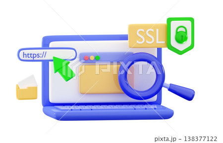 3d HTTPS Protected connection Secure protocol Security communication online 138377122