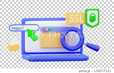 3d HTTPS Protected connection Secure protocol Security communication online 138377122