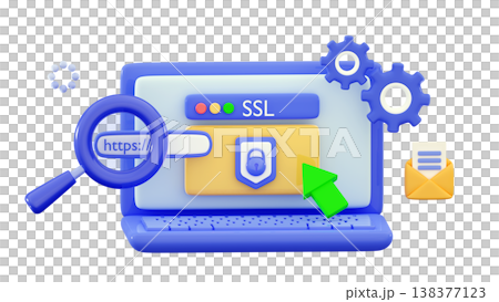 3d HTTPS Protected connection Secure protocol Security communication online networks concept 3d HTTPS Protected connection Secure protocol Security communication online networks concept 138377123