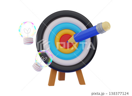 3D Target with Pencile Education concept Pen tool Success writing SEO optimisation 3D Target with Pencile Education concept Pen tool Success writing SEO optimisation 138377124