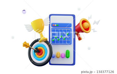 3d hitting dart target Trading graph Business start-up concept 138377126