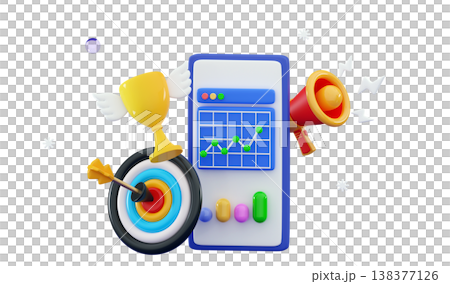 3d hitting dart target Trading graph Business start-up concept 138377126