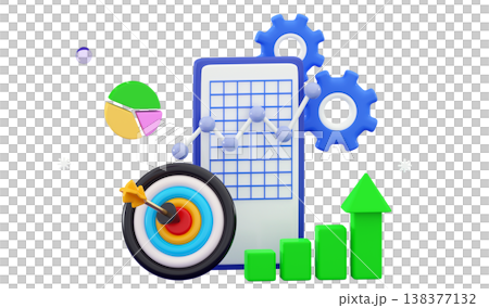 3d hitting dart target Trading graph Business start-up concept 138377132