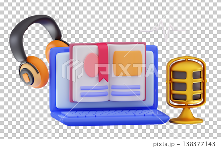 3d icon audio Headphones listening audiobook 138377143