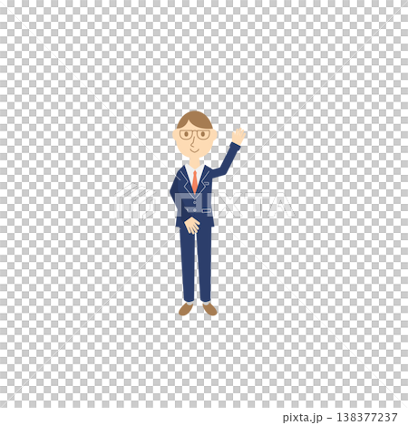 A businessman tries it out - explaining by pointing. A businessman tries it out - explaining by pointing. 138377237