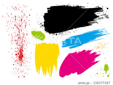 激しいタッチのカラフルなペイント素材セット1 138377267