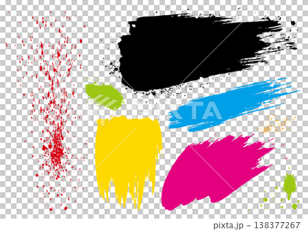激しいタッチのカラフルなペイント素材セット1 138377267