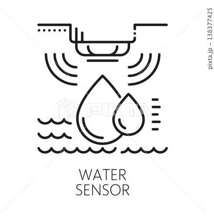 Water or moisture detector safety sensor line icon. Safety innovation linear symbol, water or moisture detection alarm thin line vector icon. Home security sensor outline sign or pictogram Water or moisture detector safety sensor line icon. Safety innovation linear symbol, water or moisture detection alarm thin line vector icon. Home security sensor outline sign or pictogram 138377425