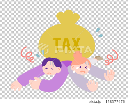 税負担に苦しむ共働き夫婦　共倒れのイメージ 138377476