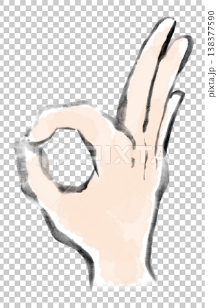 Ink painting, sumi-e (ink painting), watercolor painting, hand sign, OK 138377590