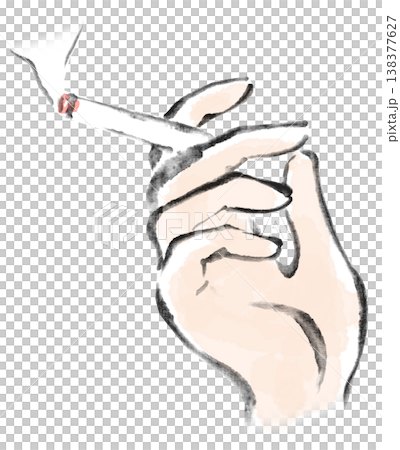 Ink painting, watercolor painting, hand holding a cigarette Ink painting, watercolor painting, hand holding a cigarette 138377627