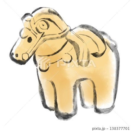 墨絵 水墨画 水彩画 馬形埴輪 墨絵 水墨画 水彩画 馬形埴輪 138377701